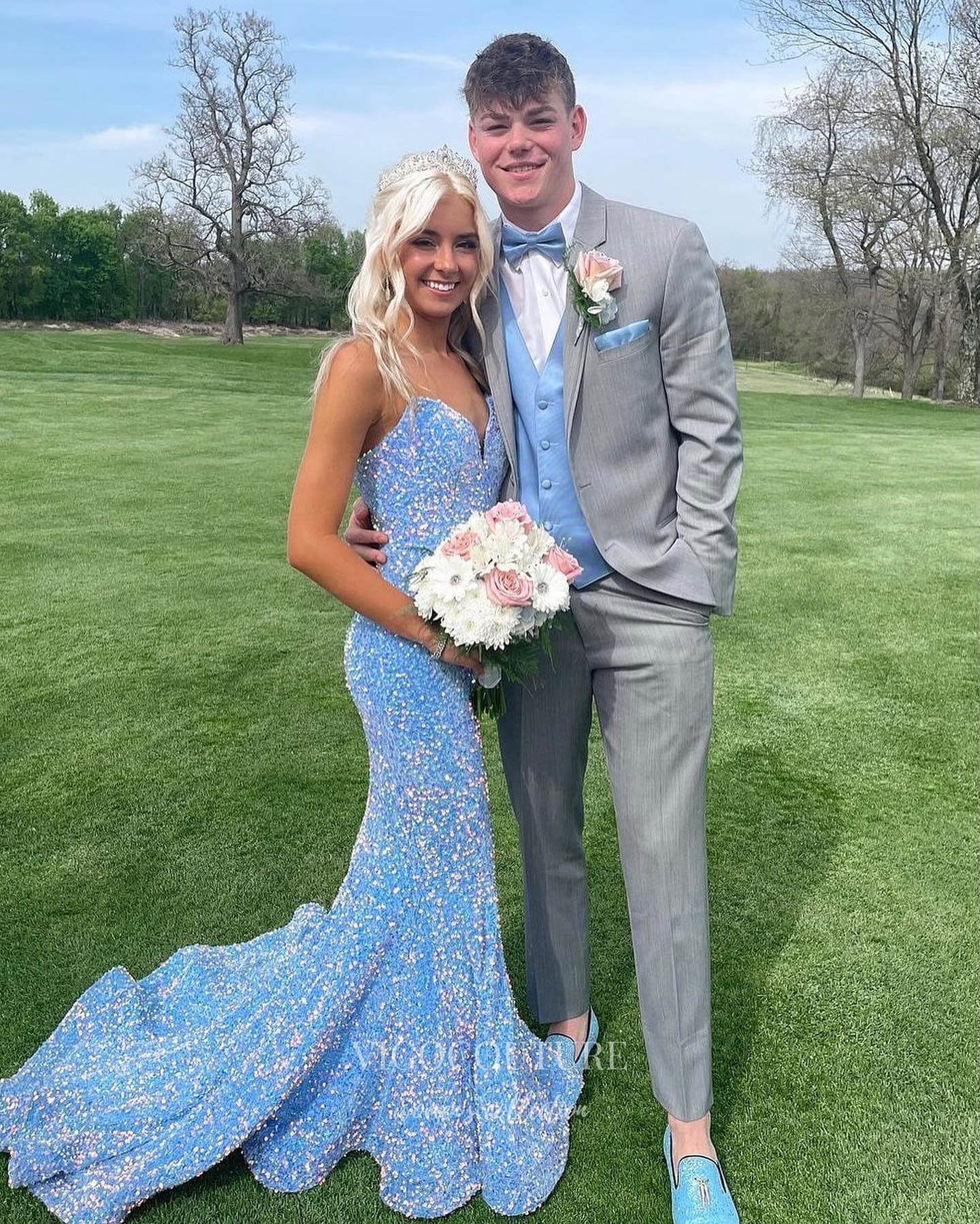 baby blue prom dress